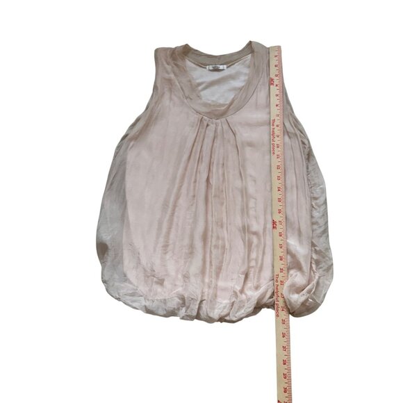 Florencia Silk Womens Sleeveless Pink Blouse With Pleated Design - Picture 2 of 7
